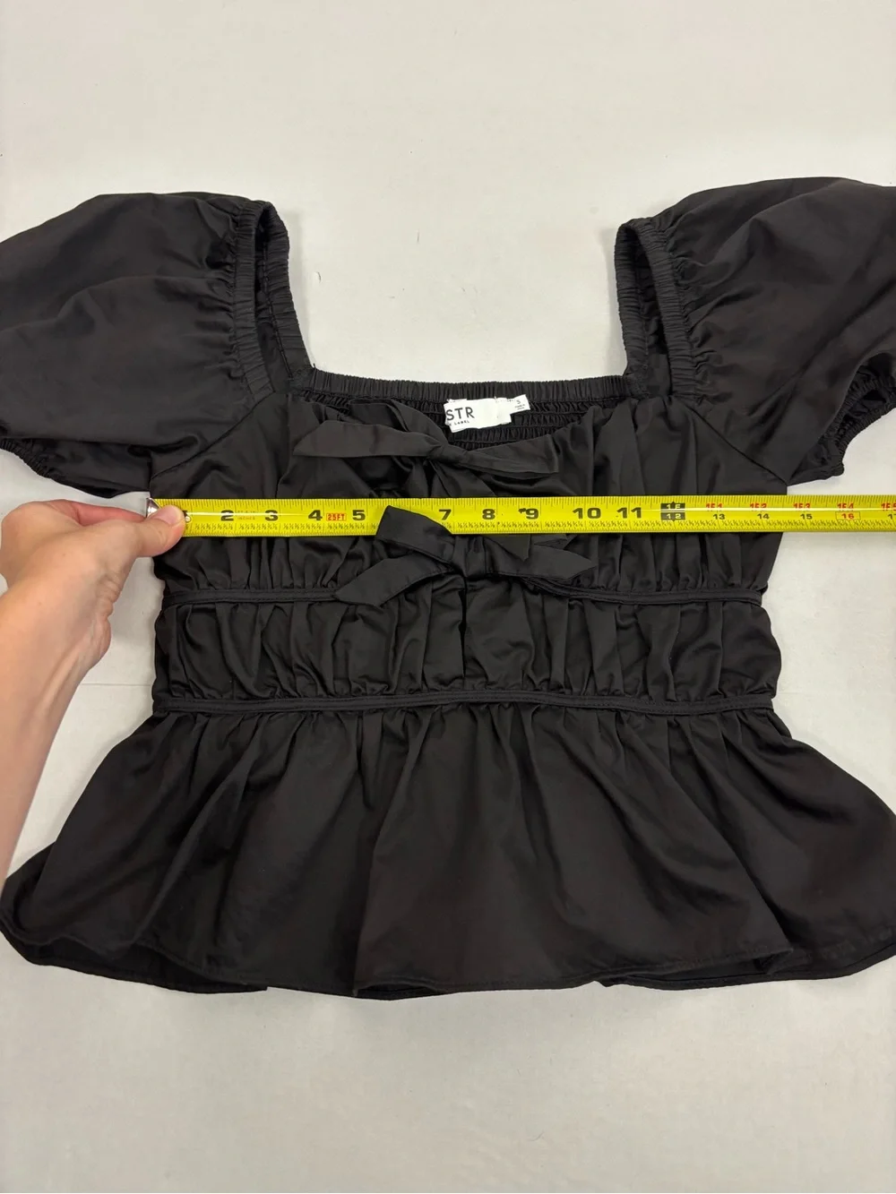 ASTR The Label Smocked Peplum Shirt in Black Size S